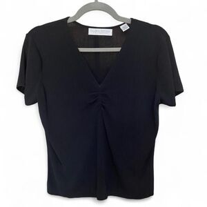Vintage knit Black Valerie Stevens Collection V-neck top size M